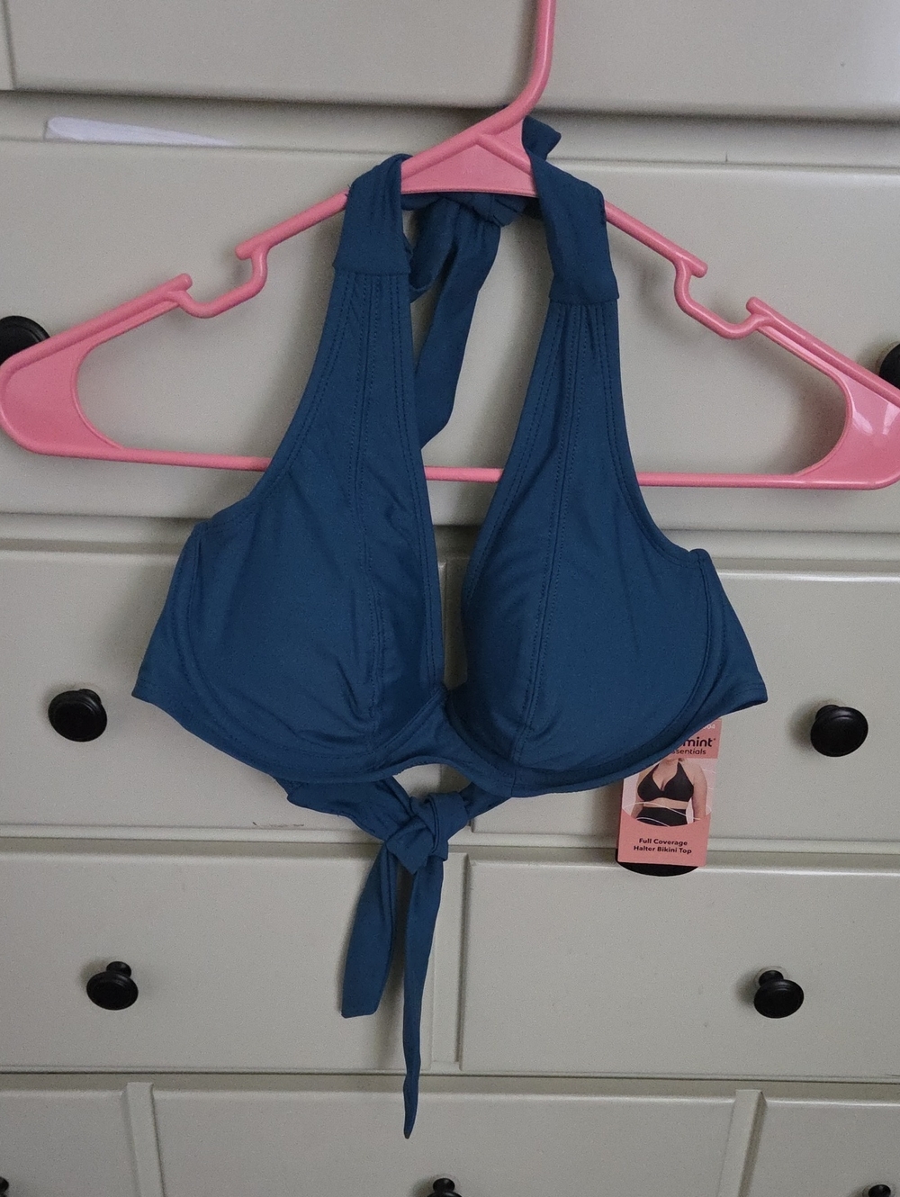Shapermint Full Coverage Teal Halter Bikini Top